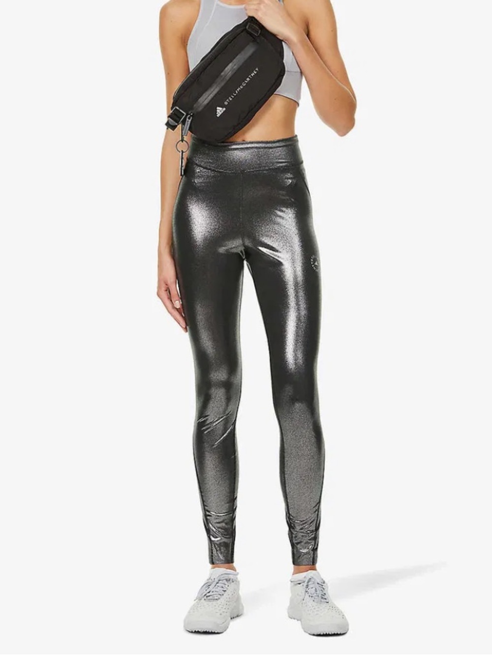 Adidas by Stella McCartney Metallic Black Shine Shimmer High Rise Leggings